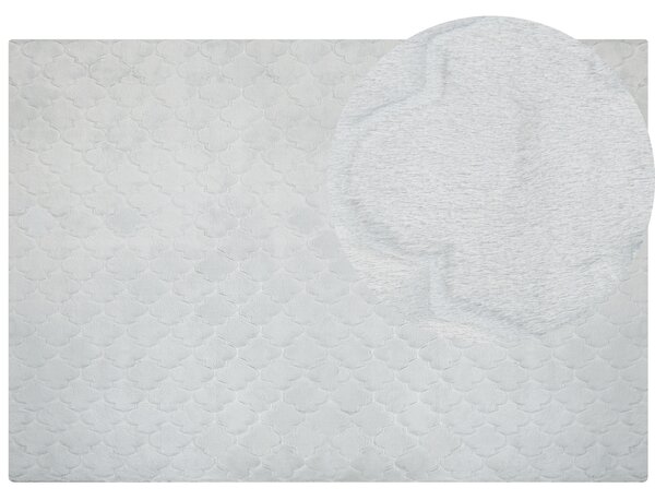 Koberec z umelej zajačej kožušiny svetlosivý 160 x 230 cm umelá polyesterová kožušina mäkký huňatý so vzorom a vysokým vlasom