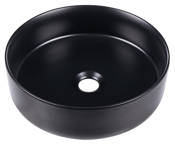 Kúpeľňové umývadlo na dosku čierne keramické okrúhle ⌀ 40 cm moderný štýl kúpeľňa