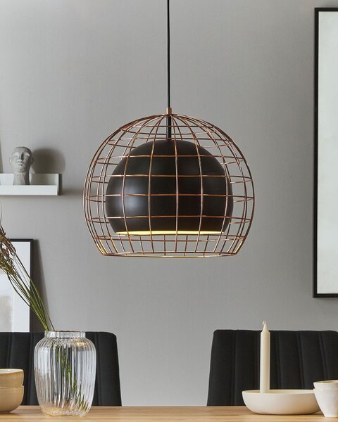 Závesné svietidlo čierne kovové 128 cm stropná lampa klietkové tienidlo industriálny štýl