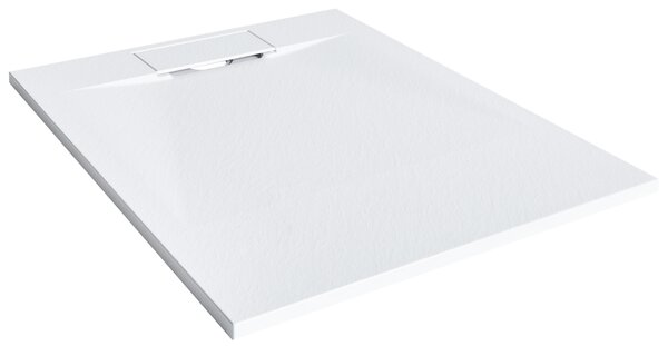 Sprchová vanička s odtokom biela SMC 80 x 100 x 3 cm obdĺžnikový tvar efekt prírodného kameňa minimalistický štýl kúpeľňa