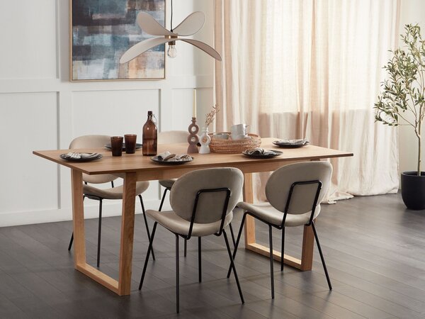 Jedálenský stôl svetlý jaseň MDF 180 x 95 cm jaseňová dýhovaná vrchná doska moderný dizajn panelový podstavec