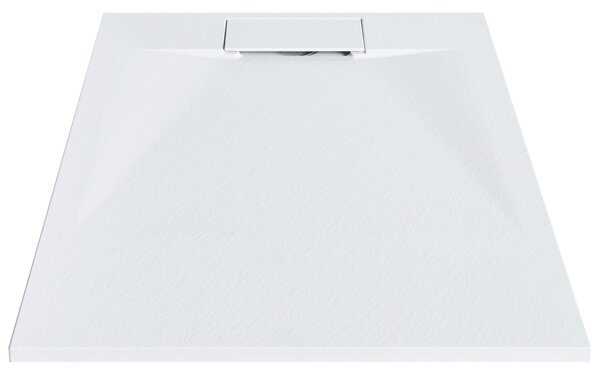 Sprchová vanička s odtokom biela SMC 80 x 100 x 3 cm obdĺžnikový tvar efekt prírodného kameňa minimalistický štýl kúpeľňa