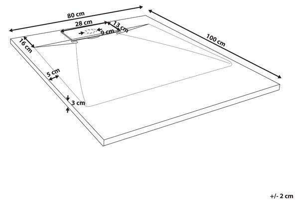 Sprchová vanička s odtokom biela SMC 80 x 100 x 3 cm obdĺžnikový tvar efekt prírodného kameňa minimalistický štýl kúpeľňa