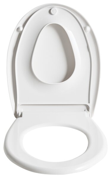 WC doska s pomalým sklápaním biela MDF lesklá 46 x 37 cm ľahko odnímateľná s extra sedadlom pre deti doplnky tradičný štýl kúpeľňa toaleta