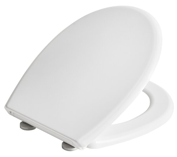WC doska s pomalým sklápaním biela MDF lesklá 46 x 37 cm ľahko odnímateľná s extra sedadlom pre deti doplnky tradičný štýl kúpeľňa toaleta