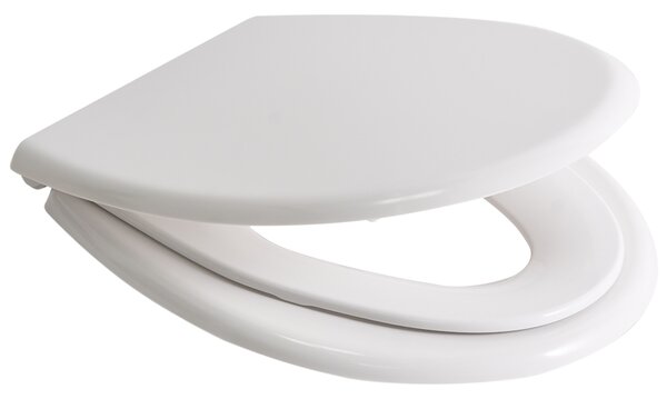 WC doska s pomalým sklápaním biela MDF lesklá 46 x 37 cm ľahko odnímateľná s extra sedadlom pre deti doplnky tradičný štýl kúpeľňa toaleta