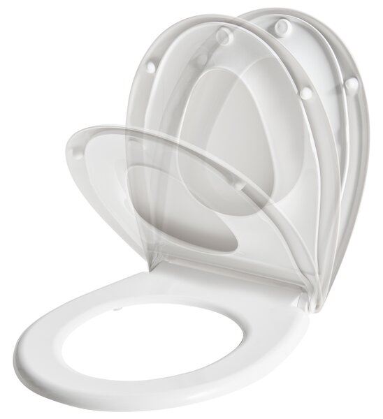 WC doska s pomalým sklápaním biela MDF lesklá 46 x 37 cm ľahko odnímateľná s extra sedadlom pre deti doplnky tradičný štýl kúpeľňa toaleta
