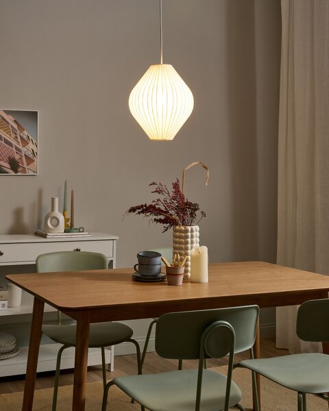 Závesná lampa biele látkové tienidlo moderný dizajn osvetlenie do obývacej izby