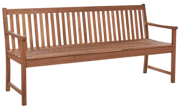 Záhradná lavička svetlé akáciové drevo 180 x 67 x 88 cm červený podsedák lamelový dizajn záhrada terasa rustikálny štýl