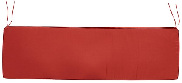 Záhradná lavička svetlé akáciové drevo 180 x 67 x 88 cm červený podsedák lamelový dizajn záhrada terasa rustikálny štýl