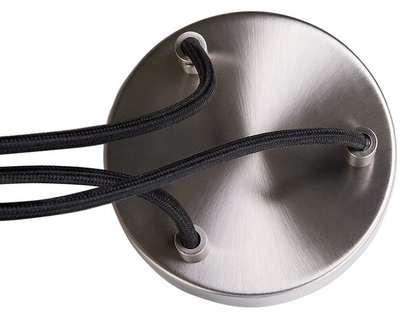 Závesná lampa zo sivého betónu a dreva s 3 lampami v priemyselnom štýle v tvare zvona
