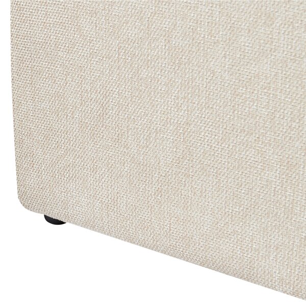 Posteľ s úložným priestorom béžová látková čalúnená 90 x 200 cm minimalistický retro dizajn zaoblené čelo postele