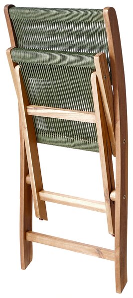 Sada 2 záhradných stoličiek zelená akáciové drevo polyester skladacie pletené bez podrúčok moderný štýl záhrada exteriér