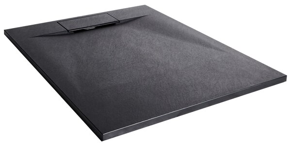 Sprchová vanička s odtokom čierna SMC 80 x 100 x 3 cm obdĺžnikový tvar efekt prírodného kameňa minimalistický štýl kúpeľňa