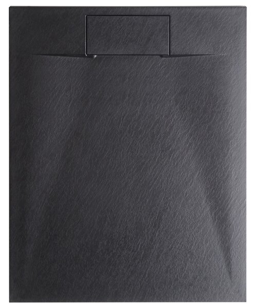 Sprchová vanička s odtokom čierna SMC 80 x 100 x 3 cm obdĺžnikový tvar efekt prírodného kameňa minimalistický štýl kúpeľňa