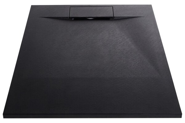 Sprchová vanička s odtokom čierna SMC 80 x 100 x 3 cm obdĺžnikový tvar efekt prírodného kameňa minimalistický štýl kúpeľňa