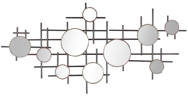 Nástenné zrkadlo medená bronzová čierna železo sklo 113 x 55 cm nepravidelný tvar moderný glamour štýl obývačka spálňa