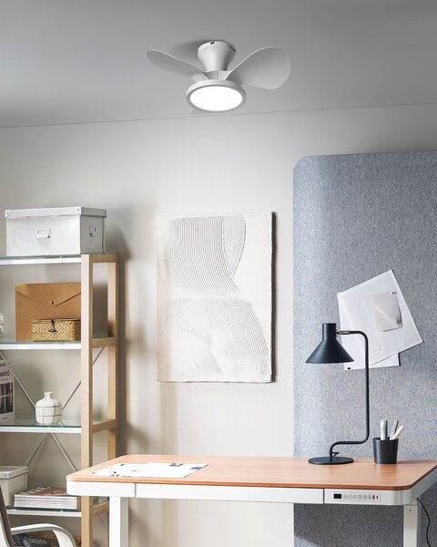 Stropný ventilátor so svetlom biely syntetický materiál diaľkové ovládanie moderný škandinávsky štýl obývacia izba