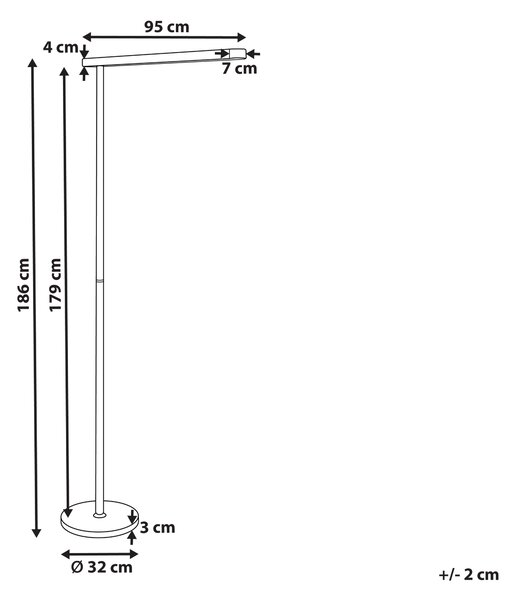Stojaca LED lampa strieborná hliník 186 cm vypínač moderný industriálny štýl kancelária pracovňa