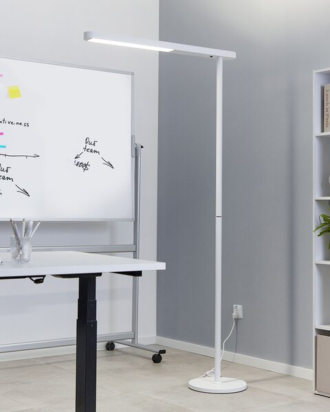 Stojaca LED lampa biela hliník 186 cm vypínač moderný industriálny štýl kancelária pracovňa