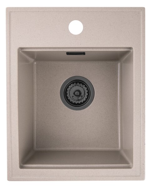 Sink Quality Ferrum New 4050, 1-komorový granitový drez 400x500x185 mm + čierny sifón, béžová, SKQ-FER.4050.B.XB