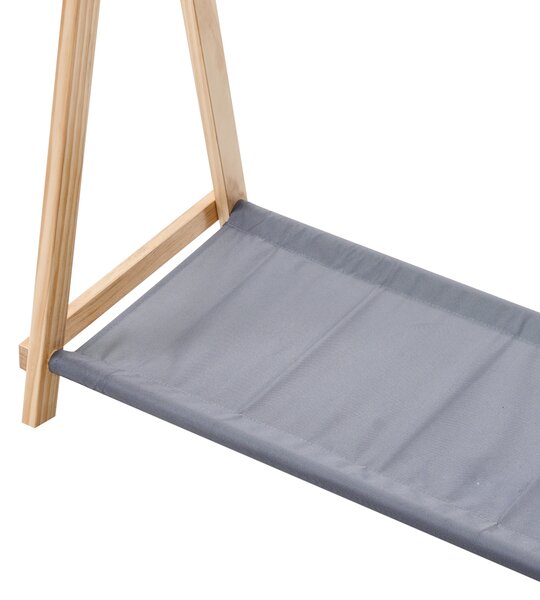Detský stojan na oblečenie svetlohnedý borovicové drevo polyester teepee úložný priestor detská izba