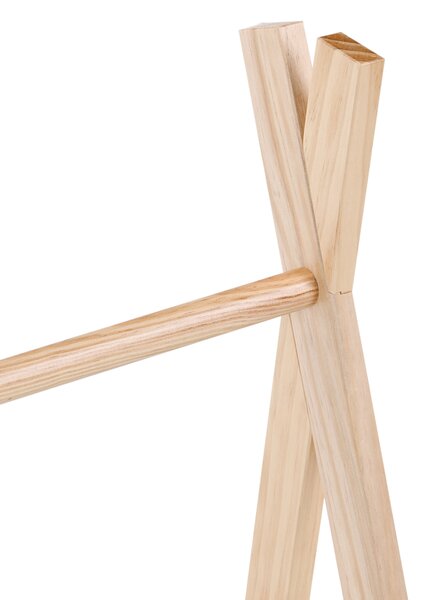 Detský stojan na oblečenie svetlohnedý borovicové drevo polyester teepee úložný priestor detská izba