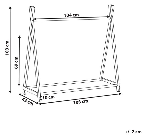 Detský stojan na oblečenie svetlohnedý borovicové drevo polyester teepee úložný priestor detská izba