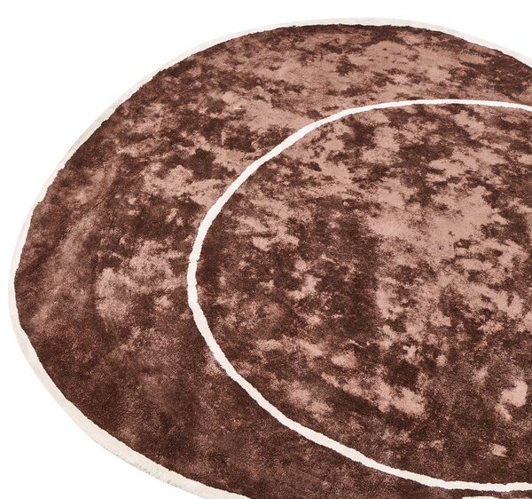 Koberec hnedá a svetlohnedá viskóza a vlna geometrický vzor 200 x 200 cm moderný glamour štýl