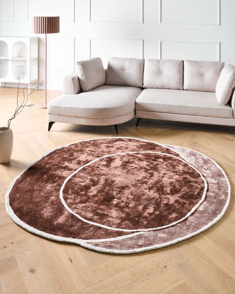 Koberec hnedá a svetlohnedá viskóza a vlna geometrický vzor 200 x 200 cm moderný glamour štýl