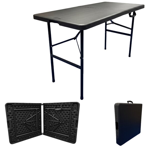TENTino Skládací stůl 122x60 cm BLACK PŮLENÝ, bílý, STL122P