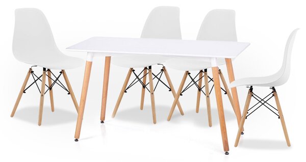 Biely jedálenský set 1+4, stôl BERGEN 120 + stolička YORK OSAKA