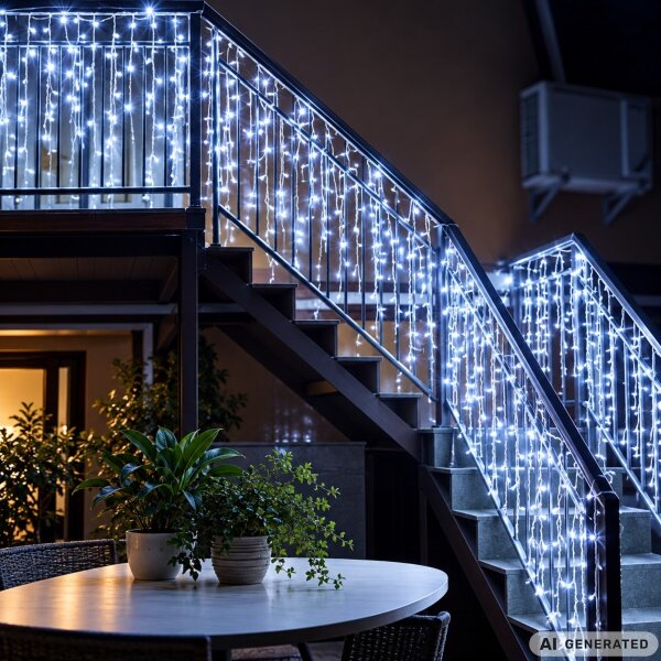 Vianočné LED svetelný dážď 300LED - studená biela, 10m