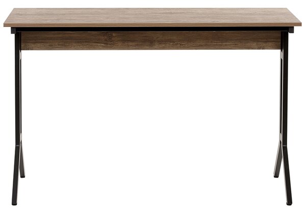 Kancelársky stôl tmavé drevo čierna sivobéžová MDF oceľ 120 x 48 cm moderný industriálny štýl kancelária