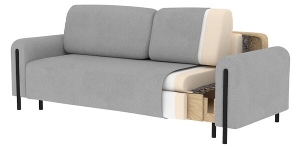 Béžová rozkladacia/s úložným priestorom pohovka z textílie buklé 244 cm Arcadova – ELTAP