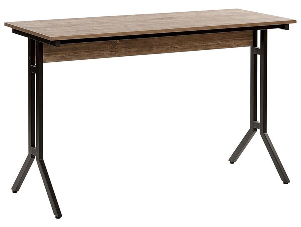 Kancelársky stôl tmavé drevo čierna sivobéžová MDF oceľ 120 x 48 cm moderný industriálny štýl kancelária