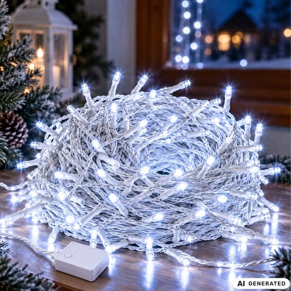 Vianočné LED svetelný dážď 300LED - studená biela, 10m