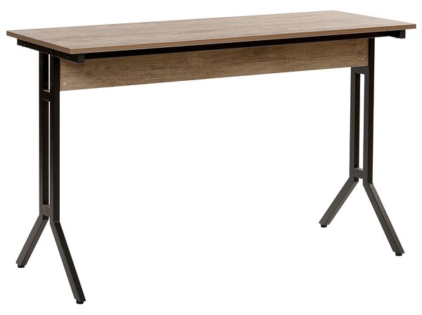 Kancelársky stôl tmavé drevo čierna sivobéžová MDF oceľ 120 x 48 cm moderný industriálny štýl kancelária