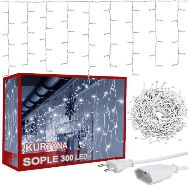 Vianočné LED svetelný dážď 300LED - studená biela, 10m