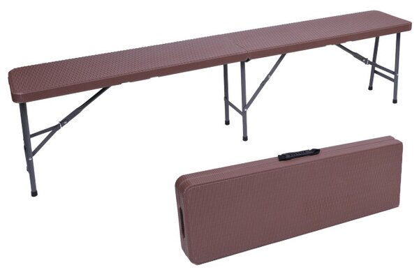 Turistický stolík s lavicami RATTAN hnedý