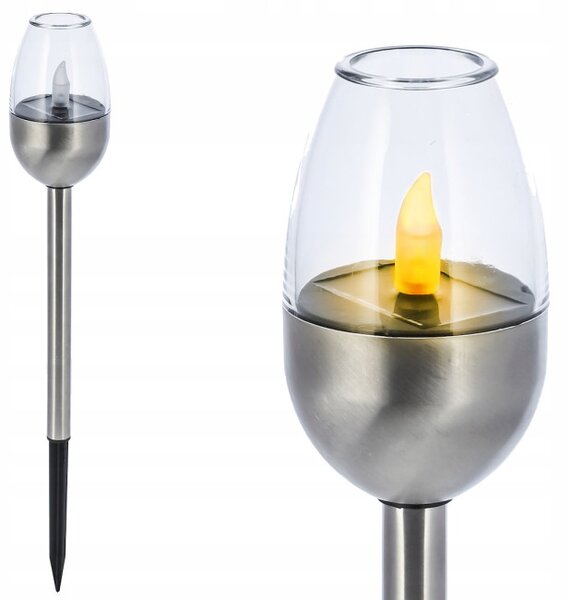Solárna lampa FLAMMA strieborná
