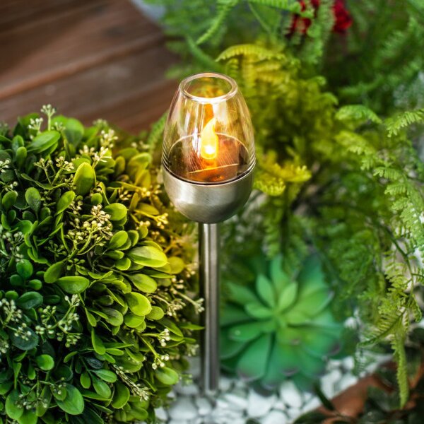 Solárna lampa FLAMMA strieborná