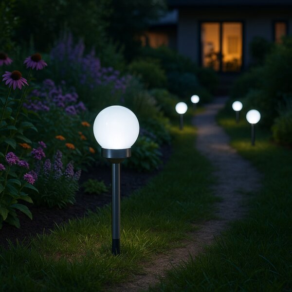 Solárna lampa GLOBEA strieborná