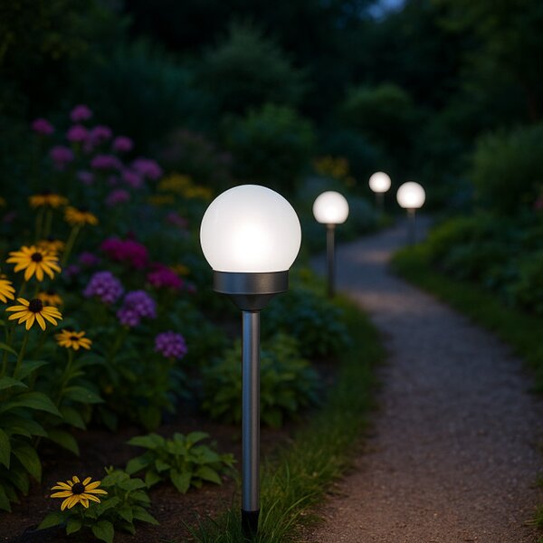 Solárna lampa GLOBEA strieborná