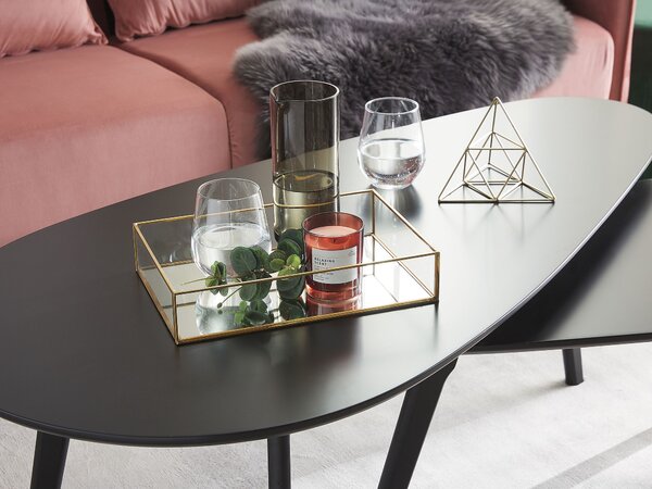 Ozdobný podnos zlatý kovový rám sklo so zrkadlovým efektom 30 x 20 cm obdĺžnikový elegantný