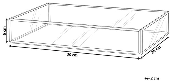 Ozdobný podnos zlatý kovový rám sklo so zrkadlovým efektom 30 x 20 cm obdĺžnikový elegantný
