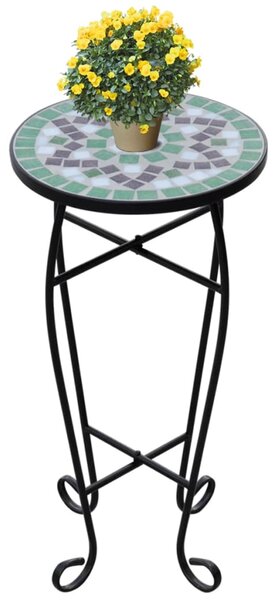Mozaikový príručný stolík na rastliny, zeleno biely