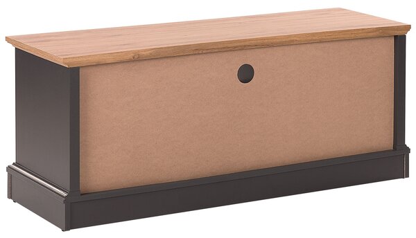 TV nábytok tmavosivá svetlá farba dreva drevovláknitá doska MDF doska kov 50 x 120 x 40 cm retro moderný štýl vzhľad dreva 2 dvere praktická obývačka