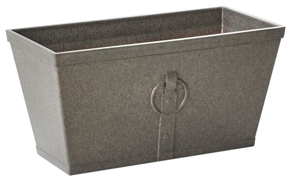 Sada 2 kvetináčov sivá zmes hliny a vlákien 60 x 30 cm obdĺžnikový tvar odolnosť voči vplyvom počasia vintage štýl doplnky