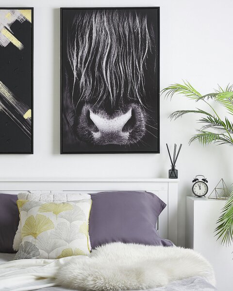 Obraz na plátne čierna biela polyester MDF 63 x 93 cm zvierací motív býk obdĺžnikový tvar moderný štýl